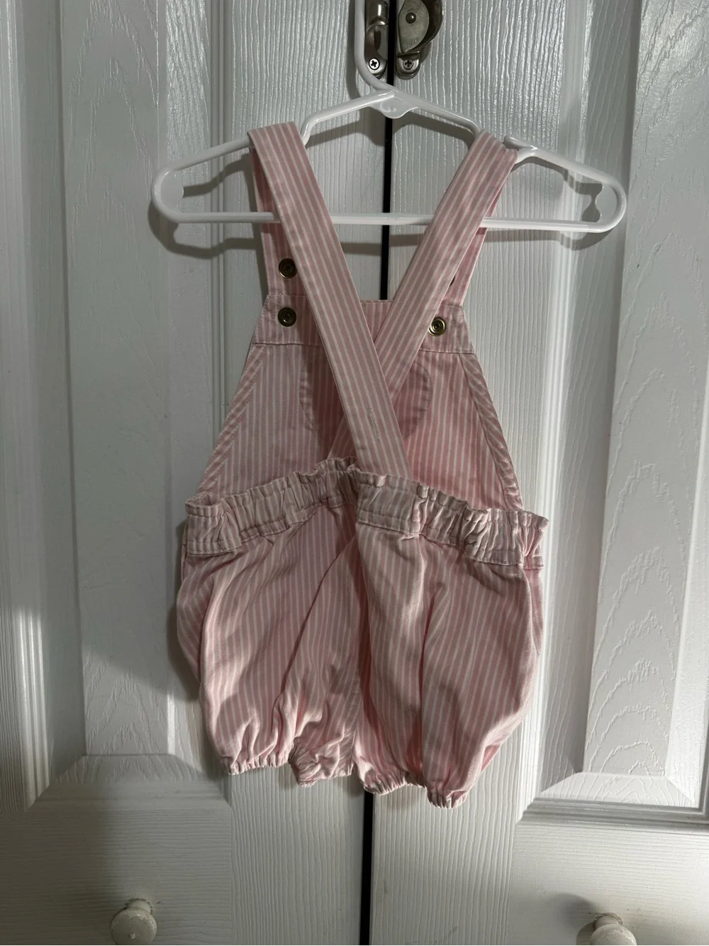 The Beaufort Bonnet Company Pink Striped Bubble Overalls with Heart Pocket